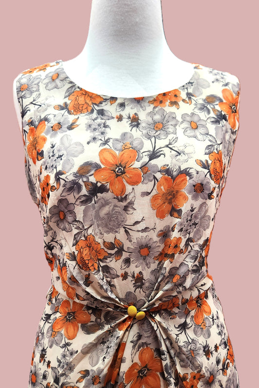 Orange and Grey Chiffon Dress // Sample