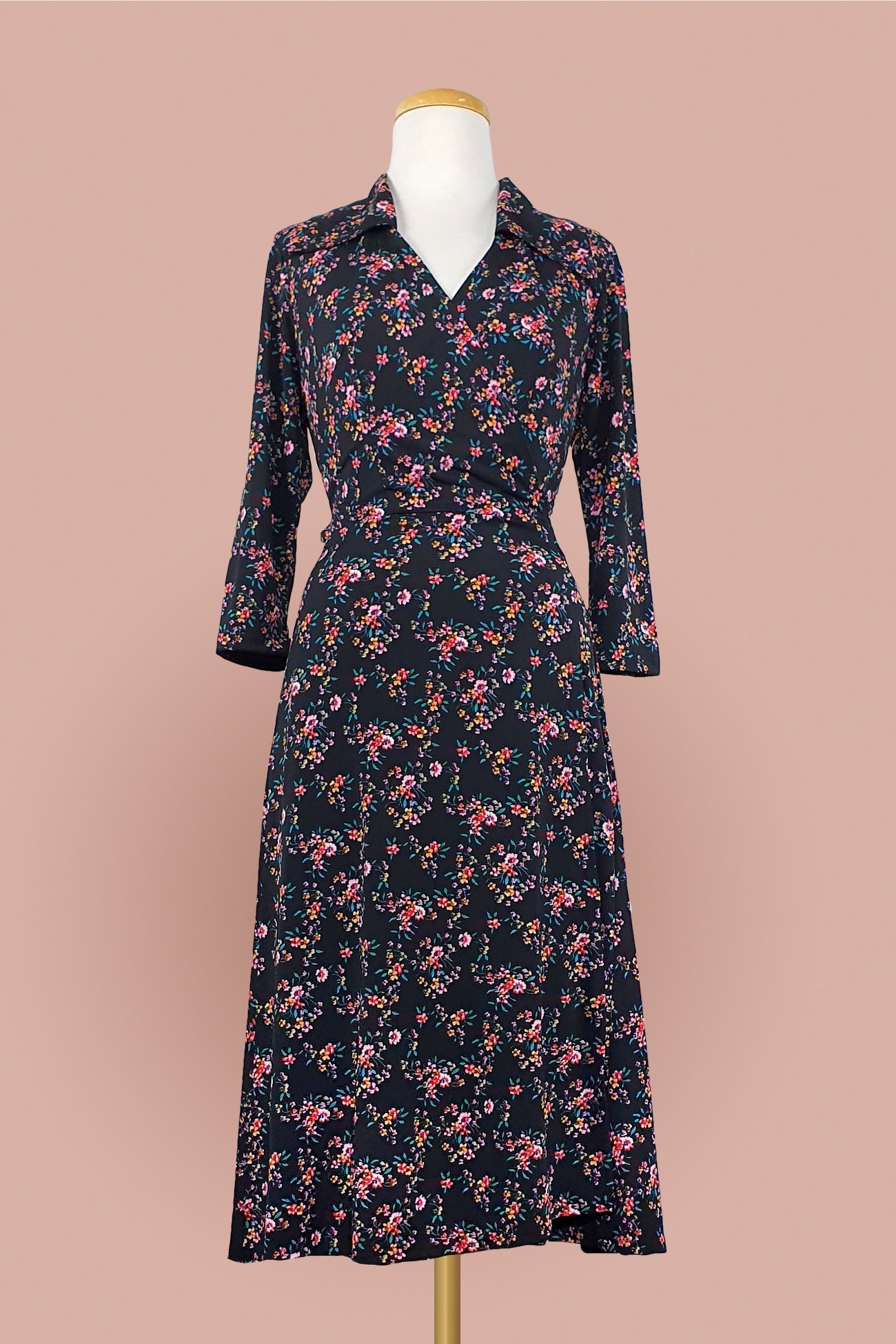 Joni Wrap Dress // 3/4 sleeve // Bright Pastel Posy