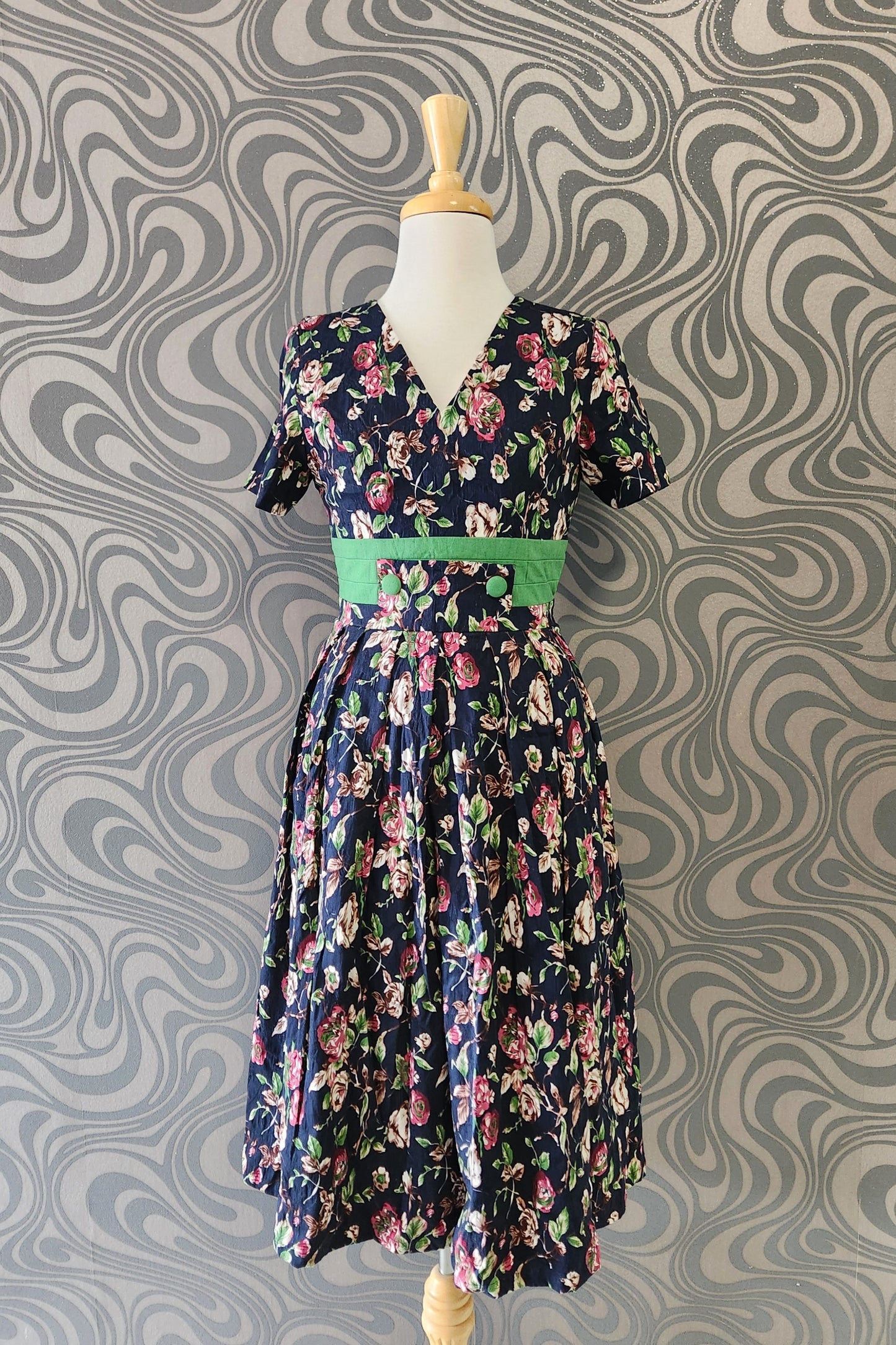 Navy Floral Dress // sample