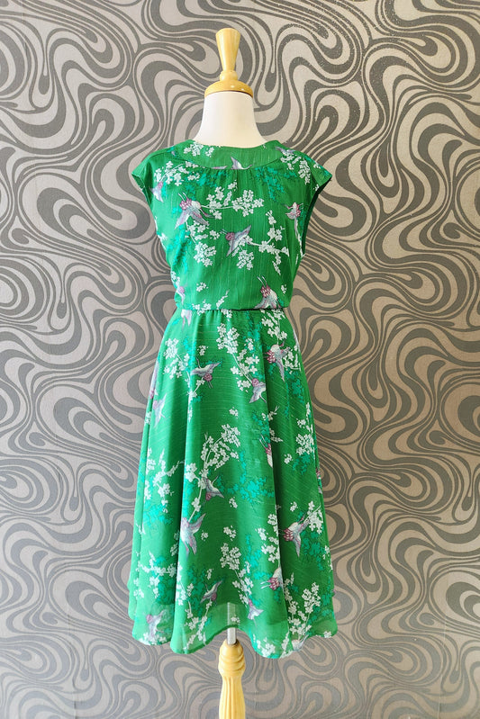 Green crane chiffon Dress // Sample