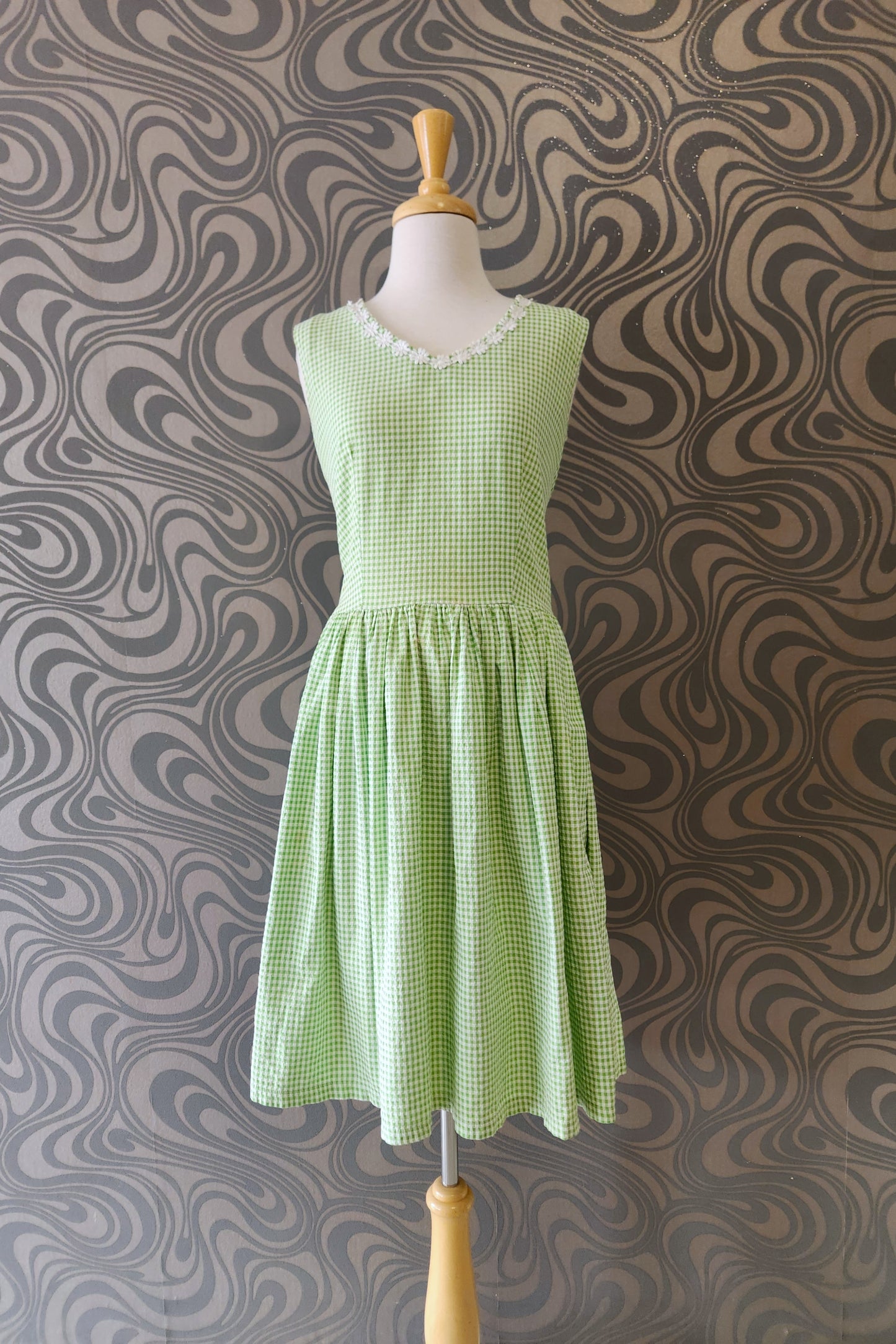 Green Gingham Dress // Retro