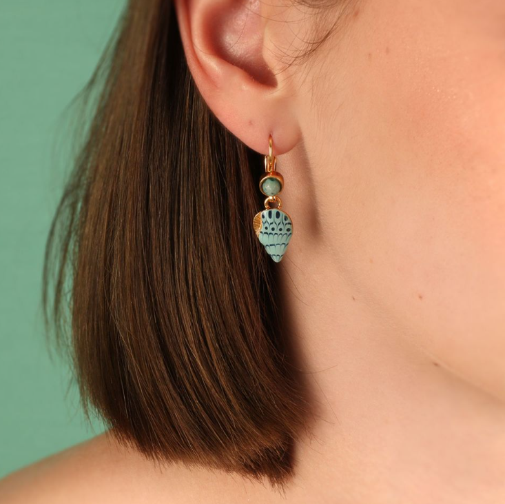 Taratata French Earrings // Archipel // Lever back blue shell drops