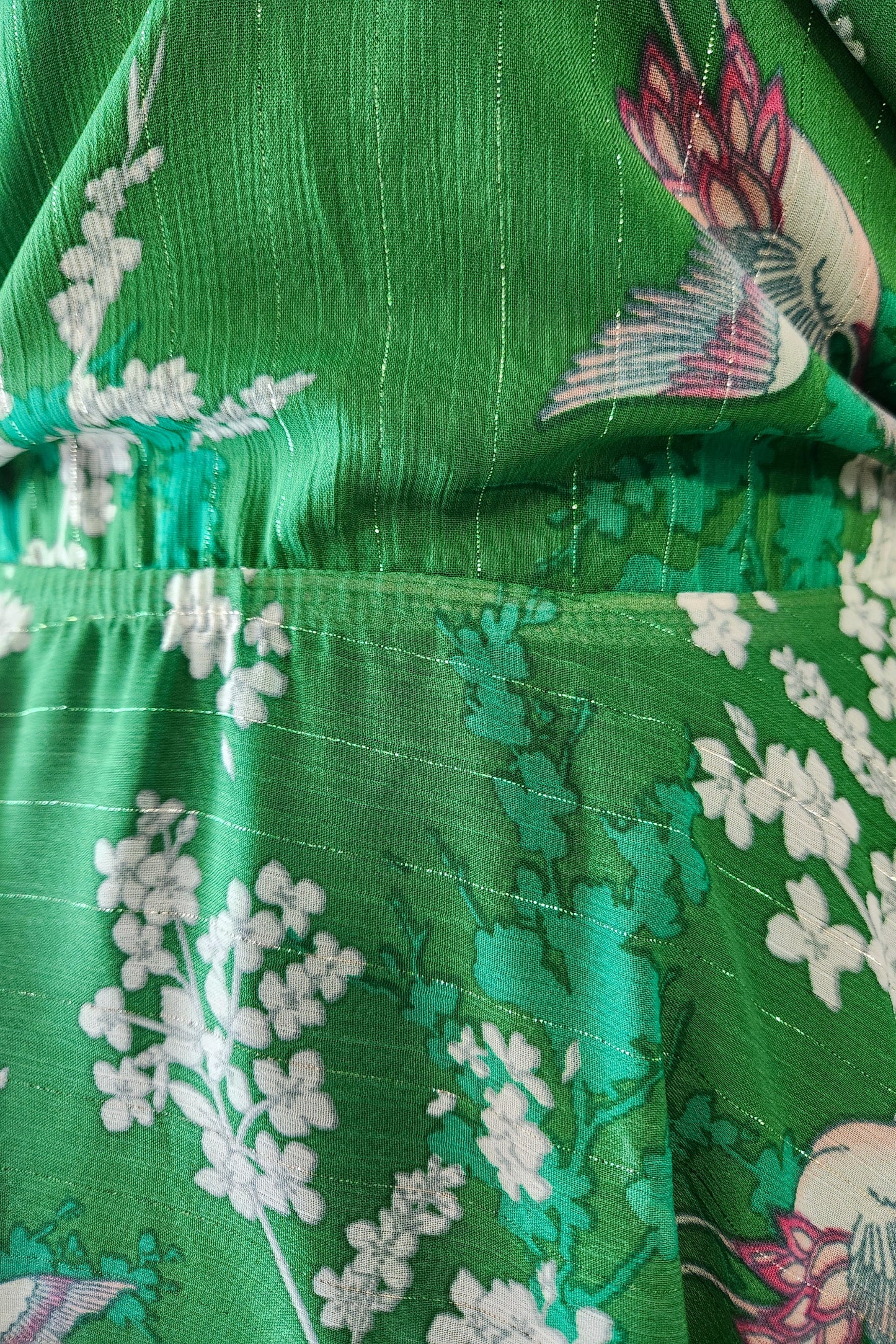 Green crane chiffon Dress // Sample