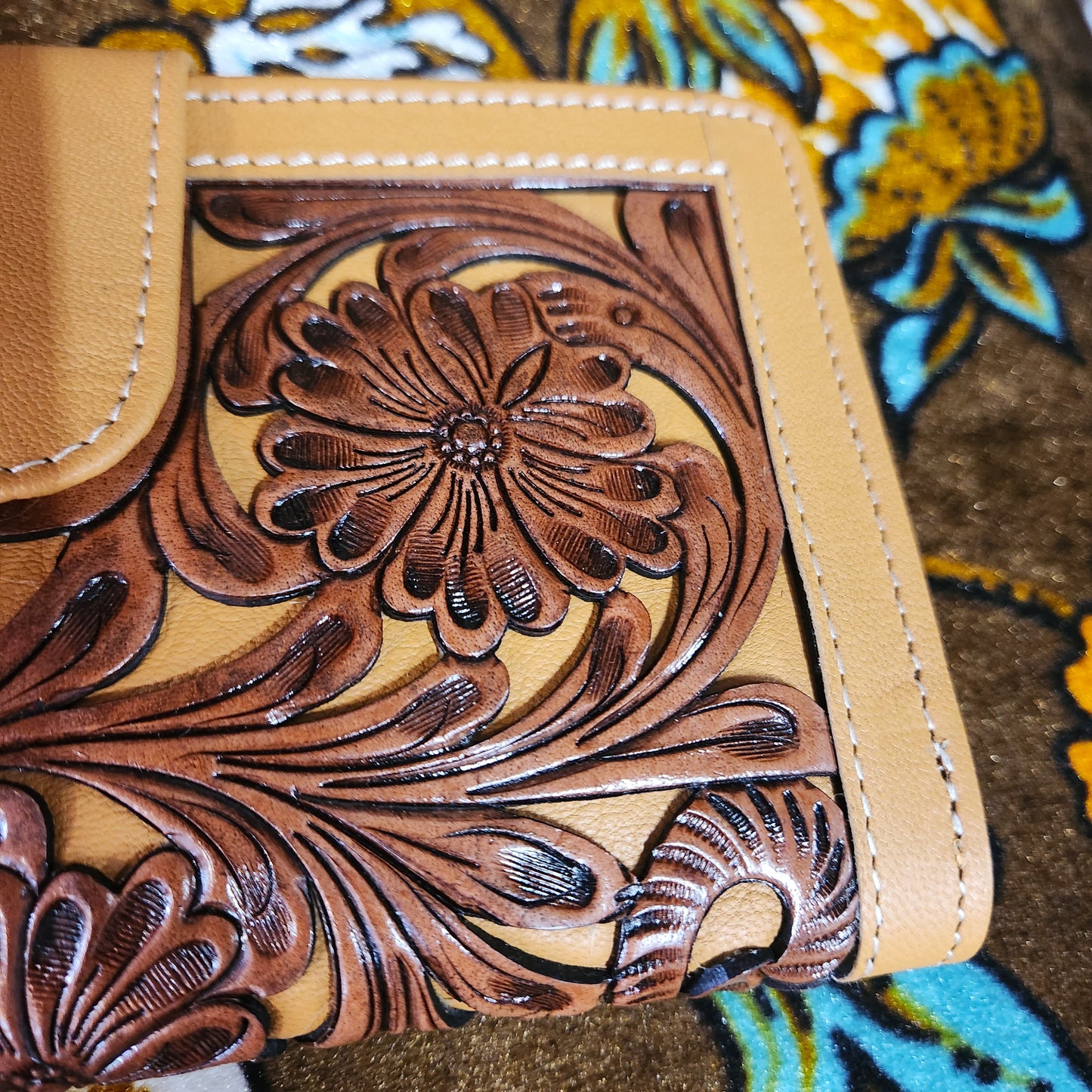 Tooled Leather Wallet // Tan