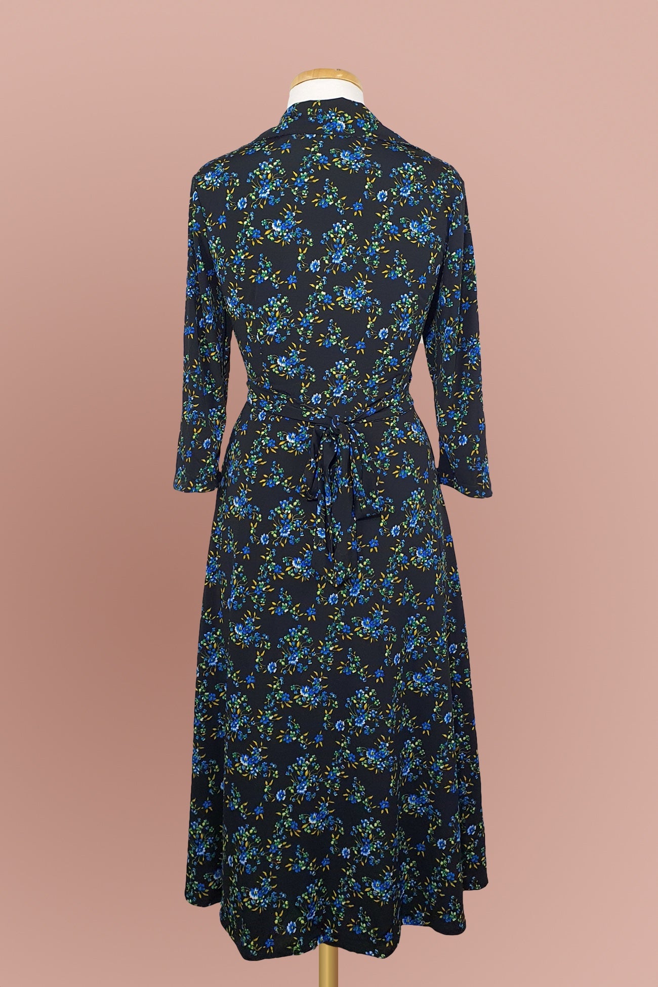 Joni Wrap Dress // 3/4 sleeve // Bright Blue Posy